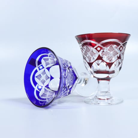 未使用　江戸切子　ペアグラス 江戸切子 立菱縞紋 天開オールドグラスペア 江戸紫 ｜江戸切子