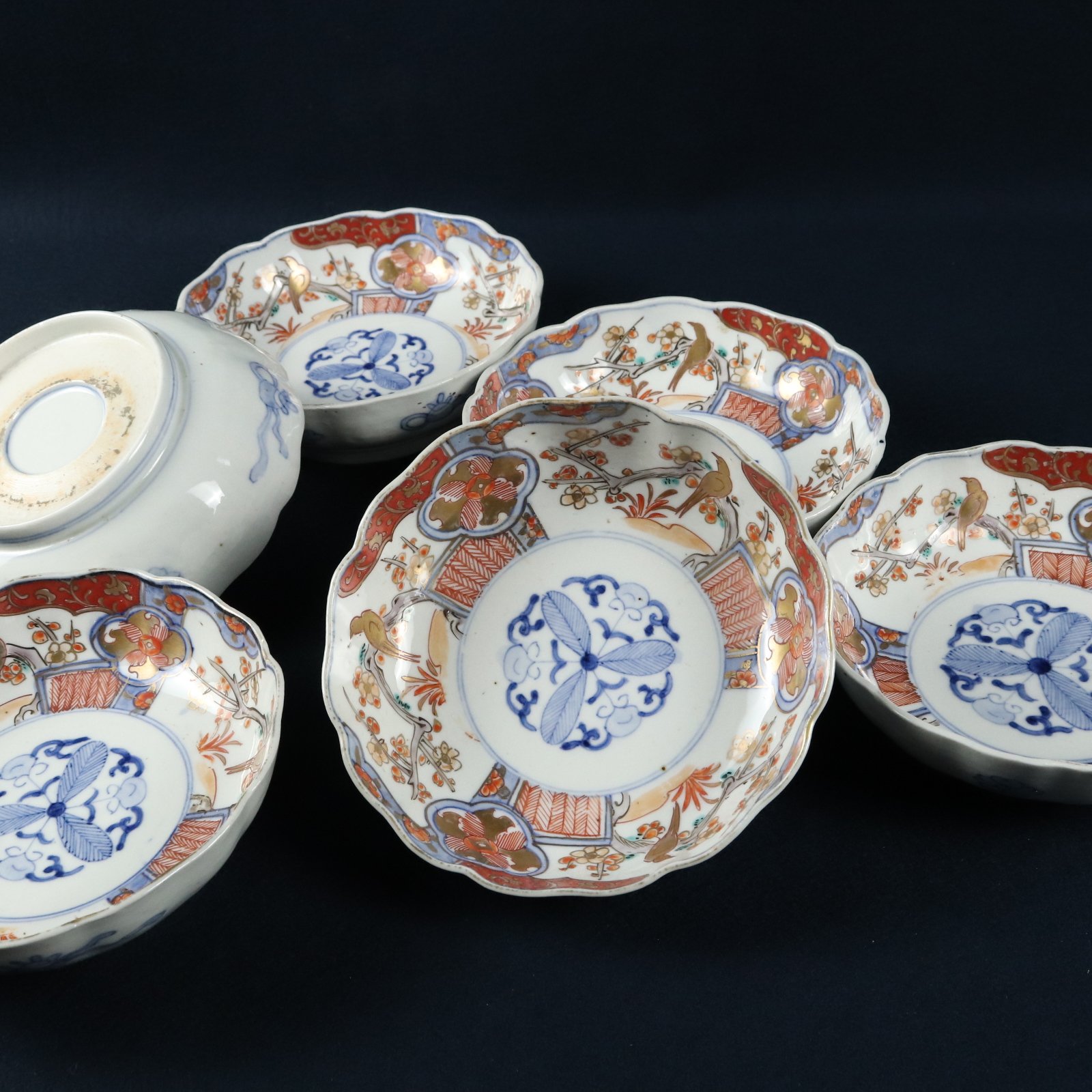 98 伊万里焼 花鳥文膾皿 金彩色絵 江戸後期時代 | 三梨 art and antiques