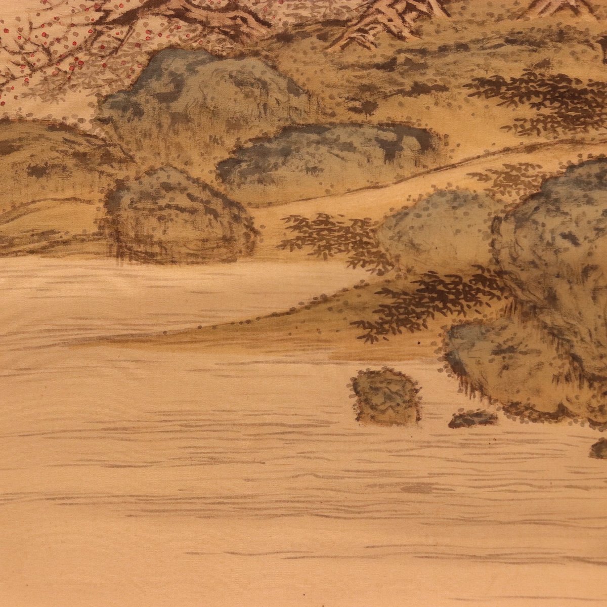 142 矢野鉄山「彩色山水」 絹本 肉筆 小室翠雲師事 愛媛の人 掛軸