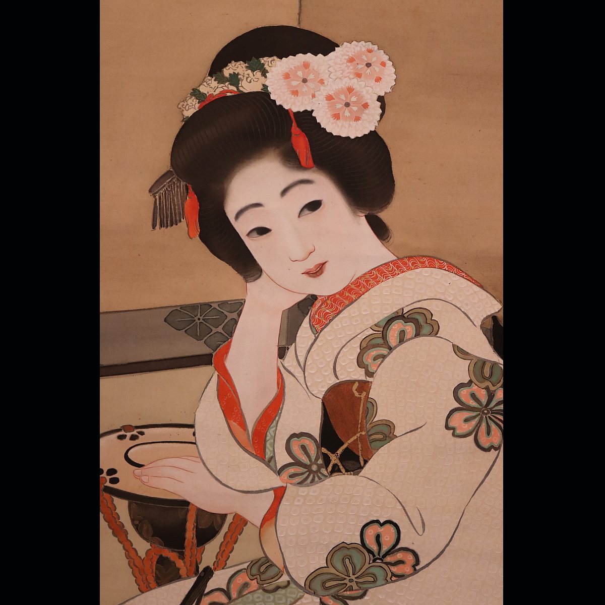 舞妓 日本画 アート 92 島成園 「舞妓」共箱 絹本 肉筆 大阪の人 美人画 掛軸 | 三梨 art