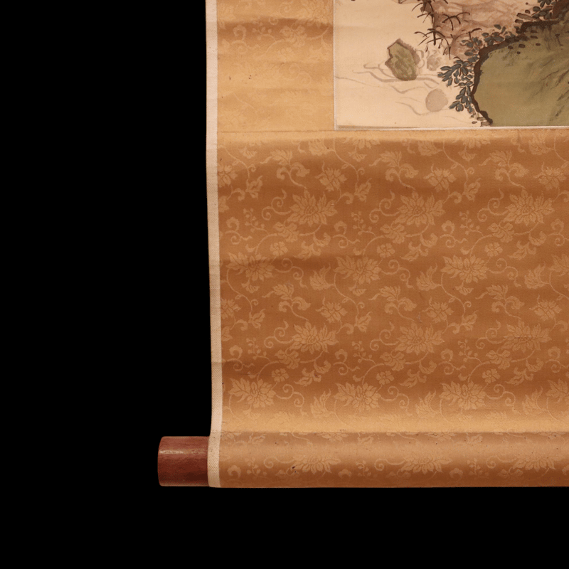 130 秦金石「天保九如図」極箱 絹本 肉筆 南画家 中西耕石師事 掛軸