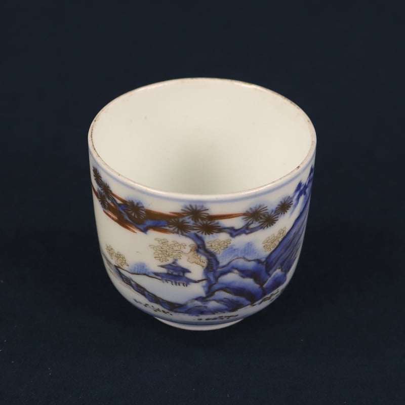 242 伊万里焼 蕎麦猪口 湯呑 山水 色絵金彩 明治期 | 三梨 art and