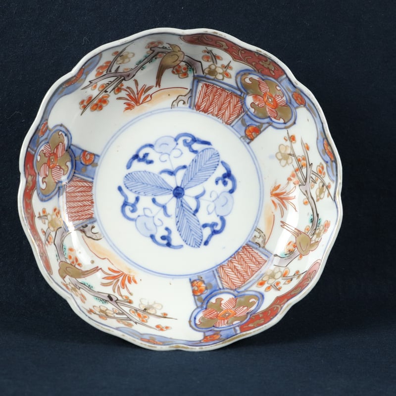 98 伊万里焼 花鳥文膾皿 金彩色絵 江戸後期時代 | 三梨 art and antiques