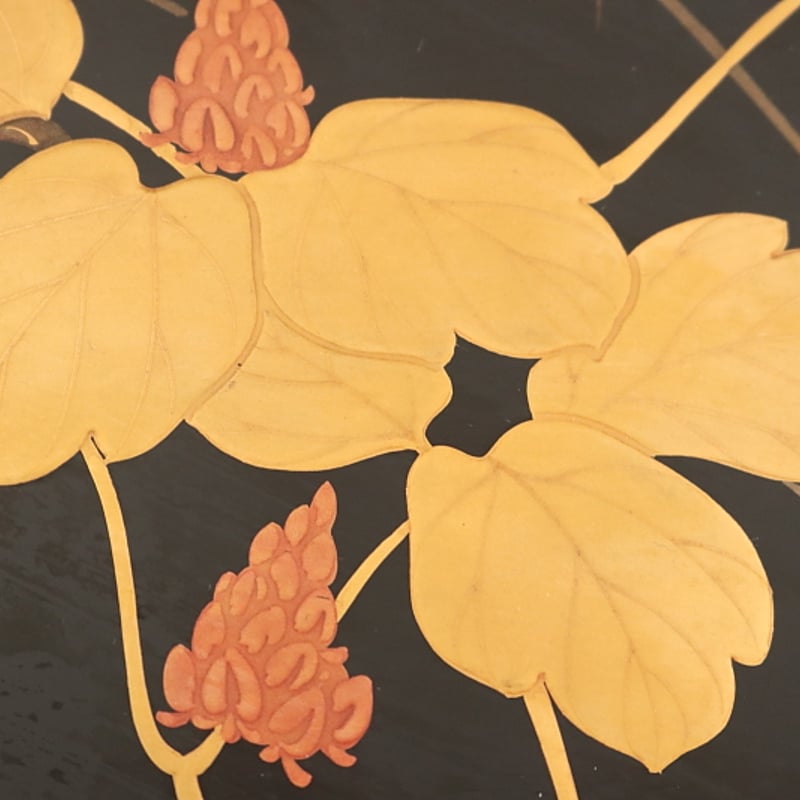 222 輪島塗 秋草画御硯蓋 2点組 書道具 漆芸 共箱 | 三梨 art and antiques