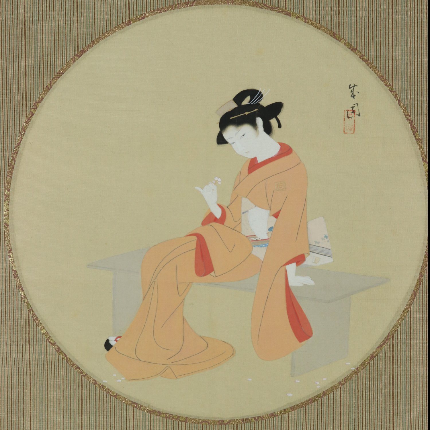 レトロ 春画 掛け軸 飾り物　絹本　美人画　３点 original