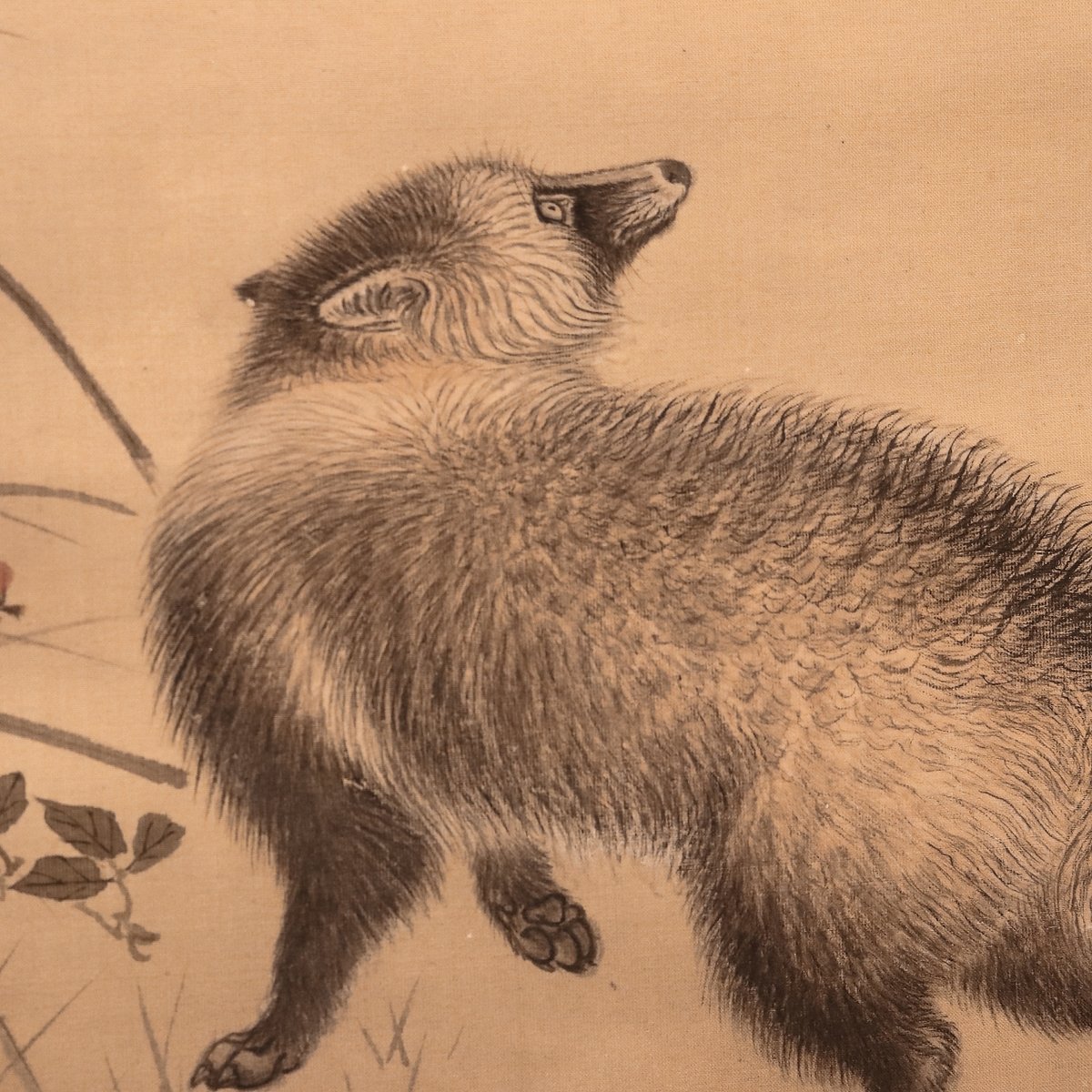 直筆水墨画　晩秋月夜に狸 直筆水墨画 晩秋月夜に狸 - メルカリ
