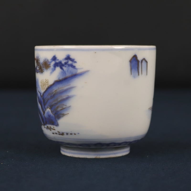 242 伊万里焼 蕎麦猪口 湯呑 山水 色絵金彩 明治期 | 三梨 art and