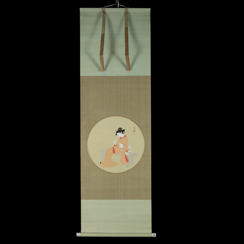 60 島 成園 「春」 絹本 大阪の人 美人画 掛軸 | 三梨 art and antiques