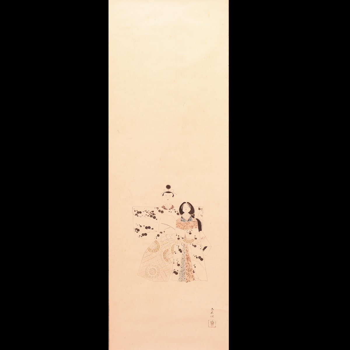 135 中村貞以「立ち雛」紙本 肉筆 長谷川貞信師事 大阪の人 桃の節句