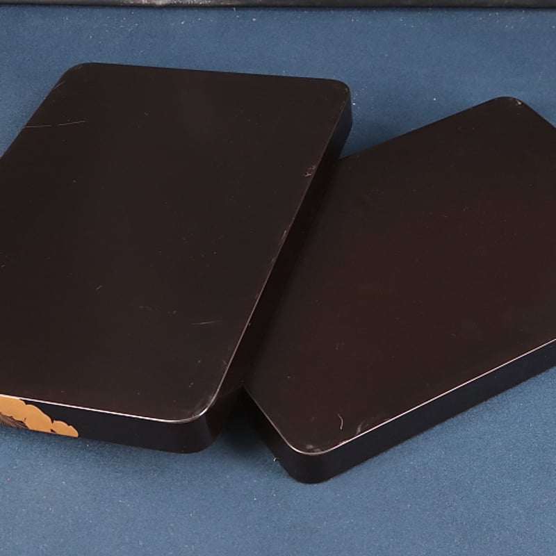 222 輪島塗 秋草画御硯蓋 2点組 書道具 漆芸 共箱 | 三梨 art and antiques