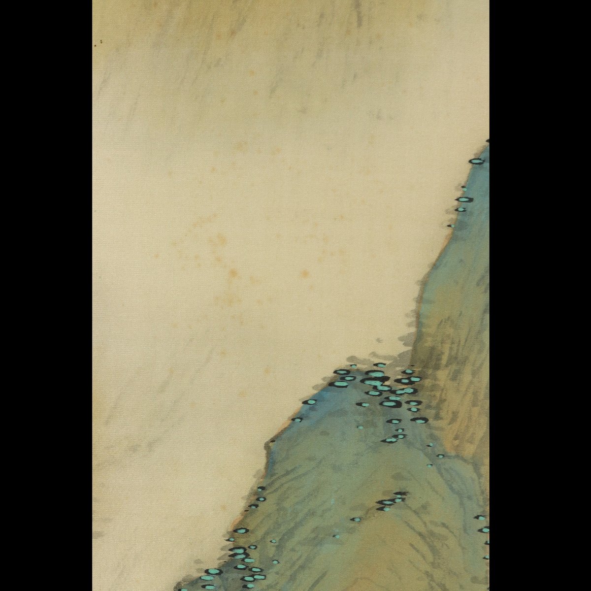 54 水田 竹圃 「自画青緑谷秋山水」双幅 肉筆 絹本 南画家 姫島竹外