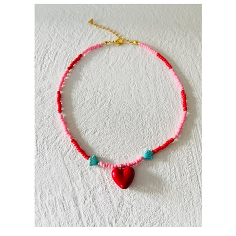 Boarder necklace "red&pink"