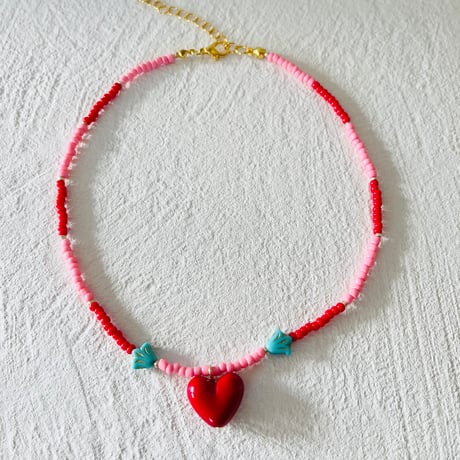 Boarder necklace "red&pink"