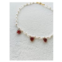 Red three heart necklace