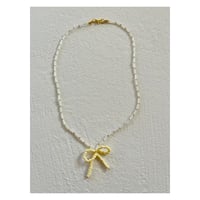 Beads ribbon necklace