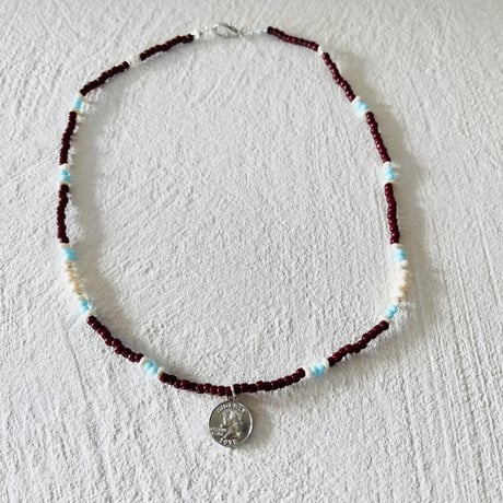 Coin beads necklace ''blue"