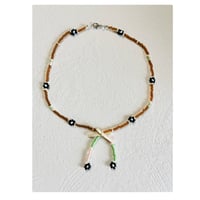 Monotone flower "Ribbon''necklace