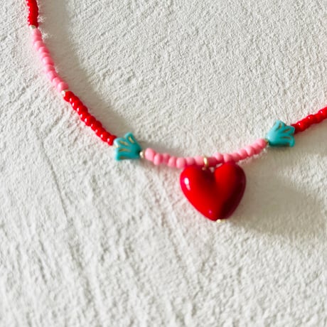 Boarder necklace "red&pink"