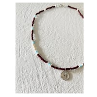 Coin beads necklace ''blue"