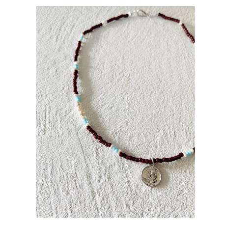 Coin beads necklace ''blue"