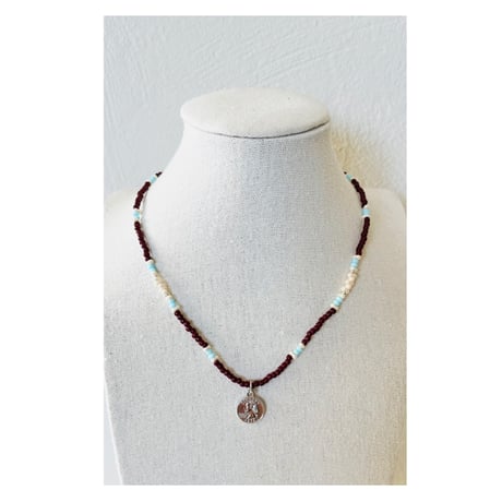 Coin beads necklace ''blue"