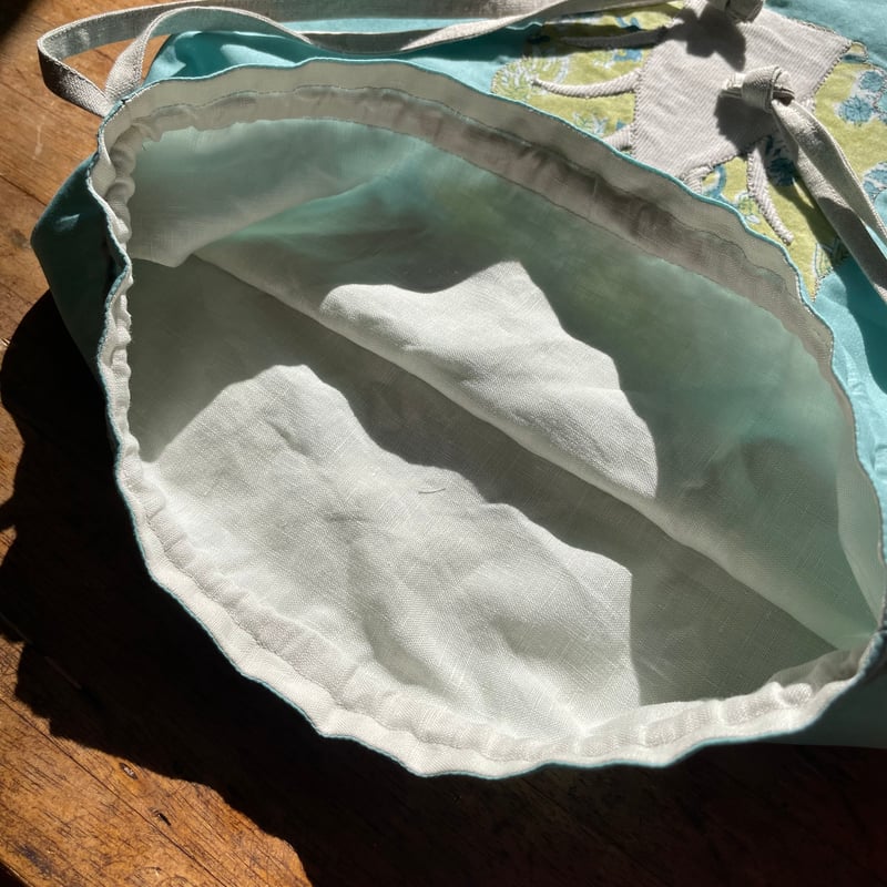 つやのある綿ローンとリネンとインド綿の巾着 Vol.19「Chinese cabbege