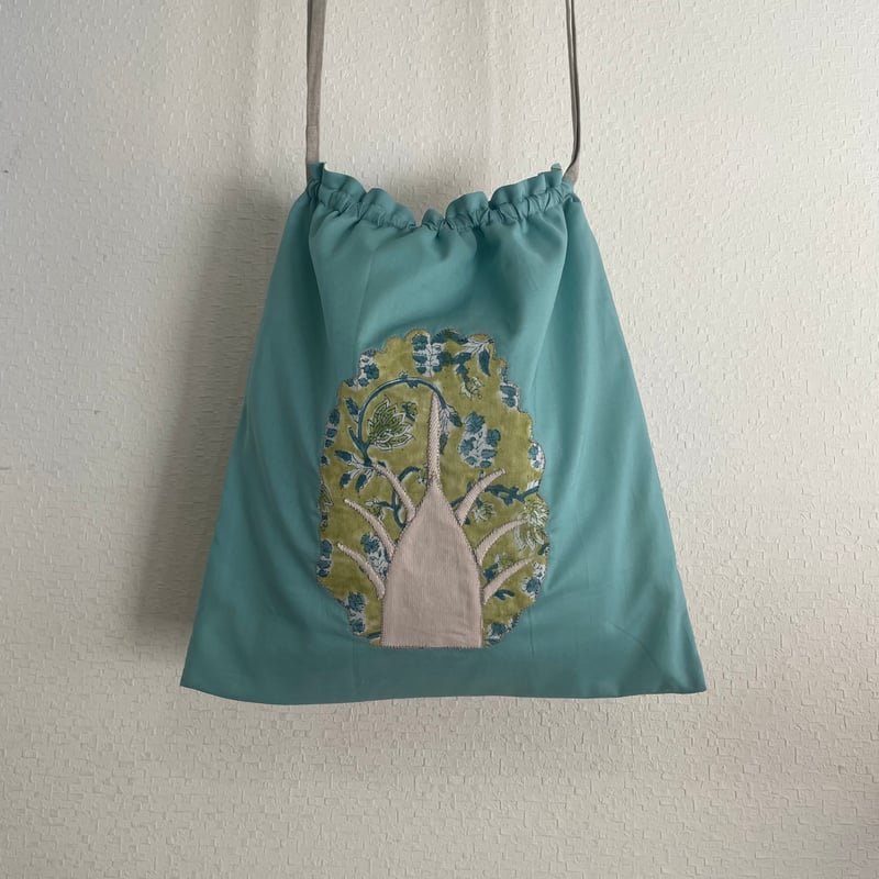 つやのある綿ローンとリネンとインド綿の巾着 Vol.19「Chinese cabbege