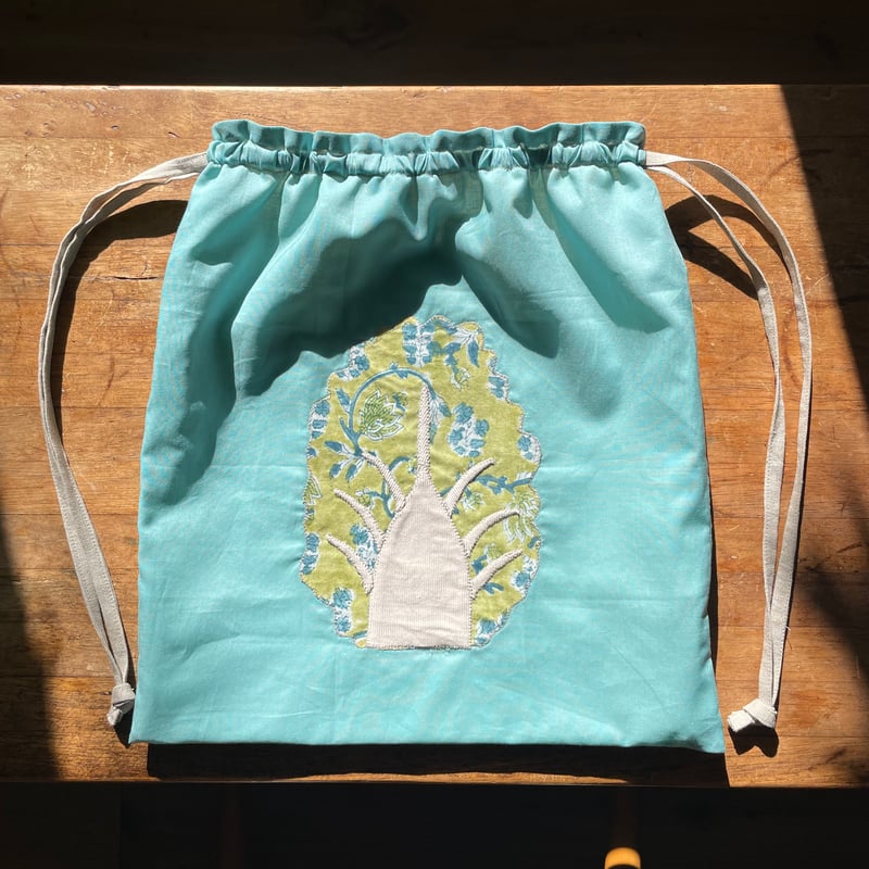 つやのある綿ローンとリネンとインド綿の巾着 Vol.19「Chinese