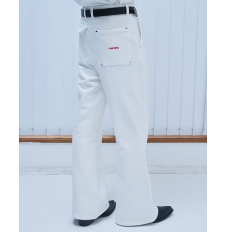 T-POCKET Jersey Flare Pants-White