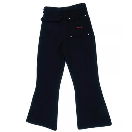 T-POCKET Jersey Flare Pants-Black