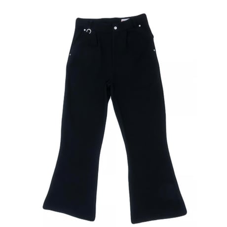 T-POCKET Jersey Flare Pants-Black