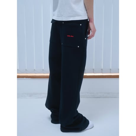 T-POCKET Jersey Flare Pants-Black