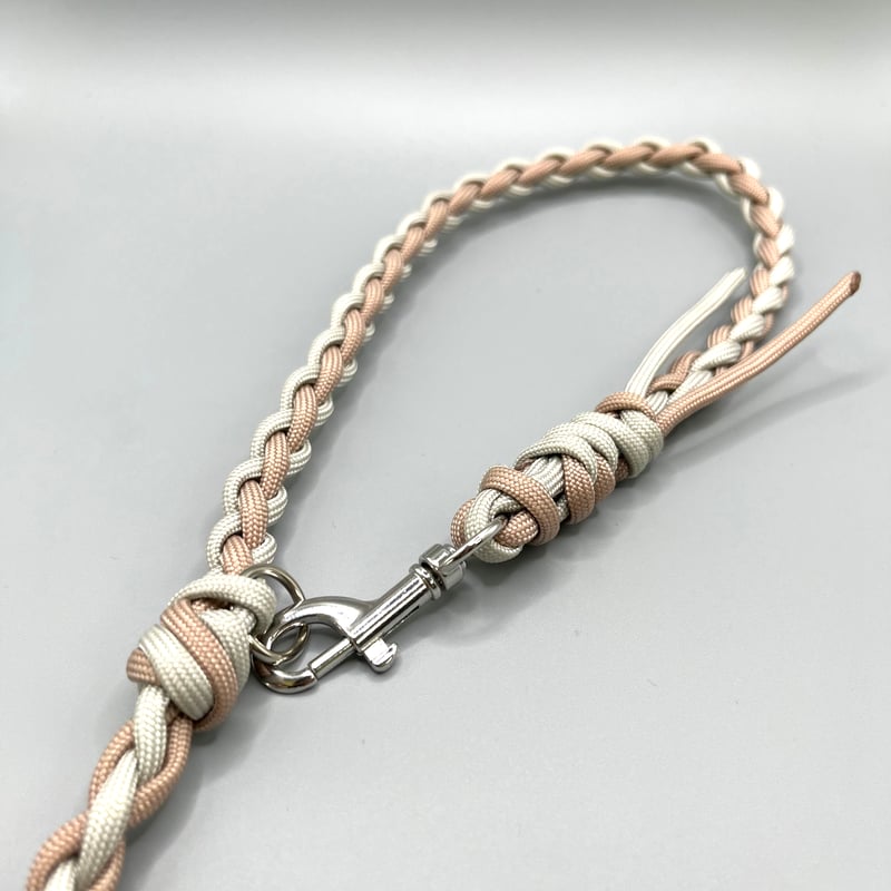 パラコード カフェリード【小型犬用（ピンクベージュ×ライトグレー