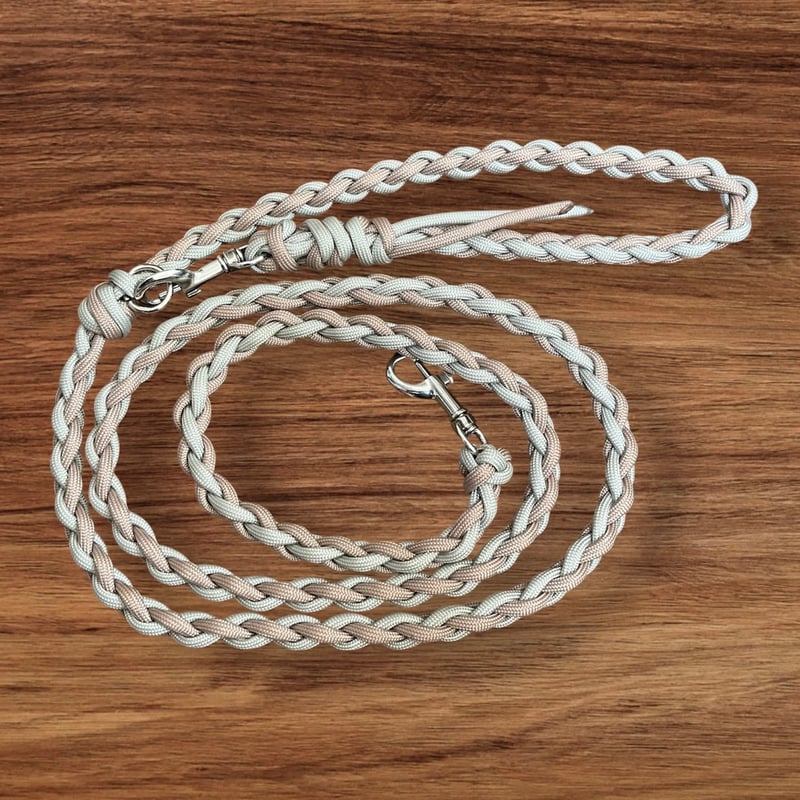 パラコード カフェリード【小型犬用（ピンクベージュ×ライトグレー