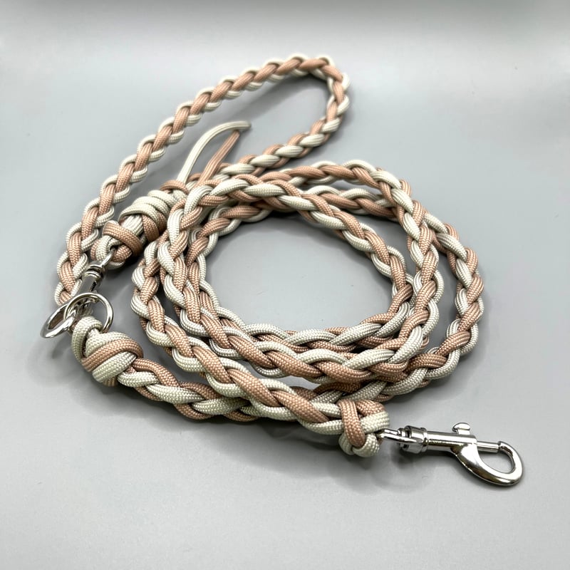 パラコード カフェリード【小型犬用（ピンクベージュ×ライトグレー