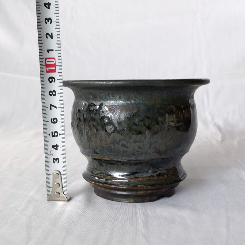 植木鉢多肉塊根観葉植物ハンドメイド陶器陶芸 陶器鉢 植木鉢 底穴あり 丸型 オーシャン（ブルー） M H8cm 日本製 鉢・プランター