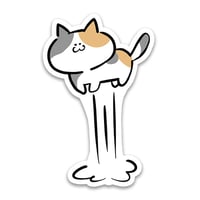 【ステッカー】猫ジャンプ（みけねこ）