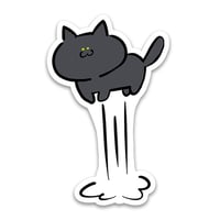 【ステッカー】猫ジャンプ（くろねこ）