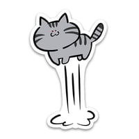 【ステッカー】猫ジャンプ（さばとら）