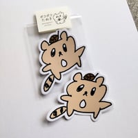 ポコポコたぬきステッカー 葉っぱのせ