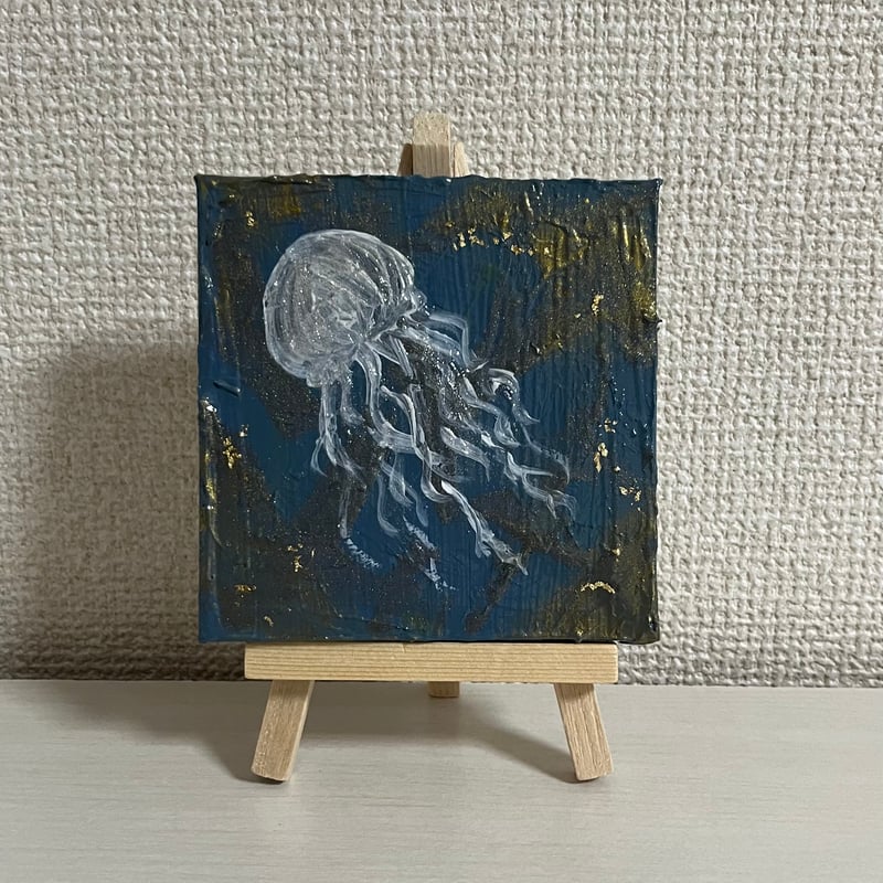 クラゲの油絵【浮遊】作者サイン入り/真作/F3号キャンバス クラゲの油絵【浮遊】作者サイン入り/真作/F3号キャンバス
