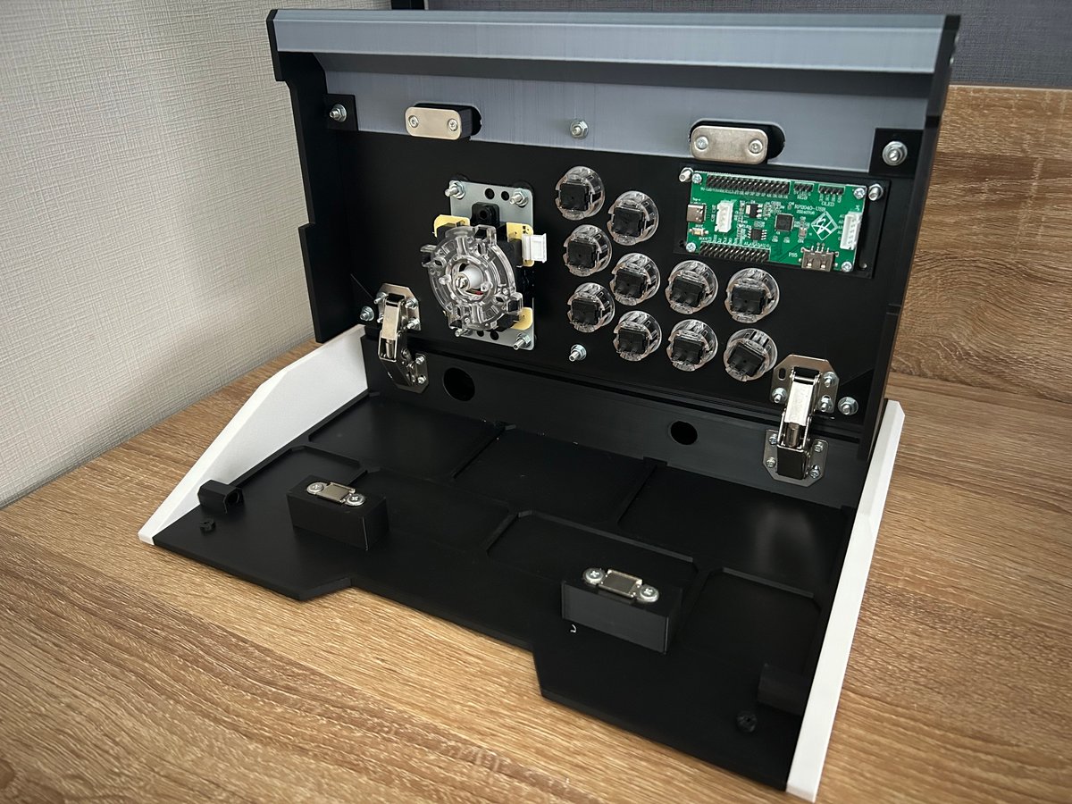 VFS-01】開閉できるアケコン24mmボタン/ホワイト＆シルバー OLED搭載