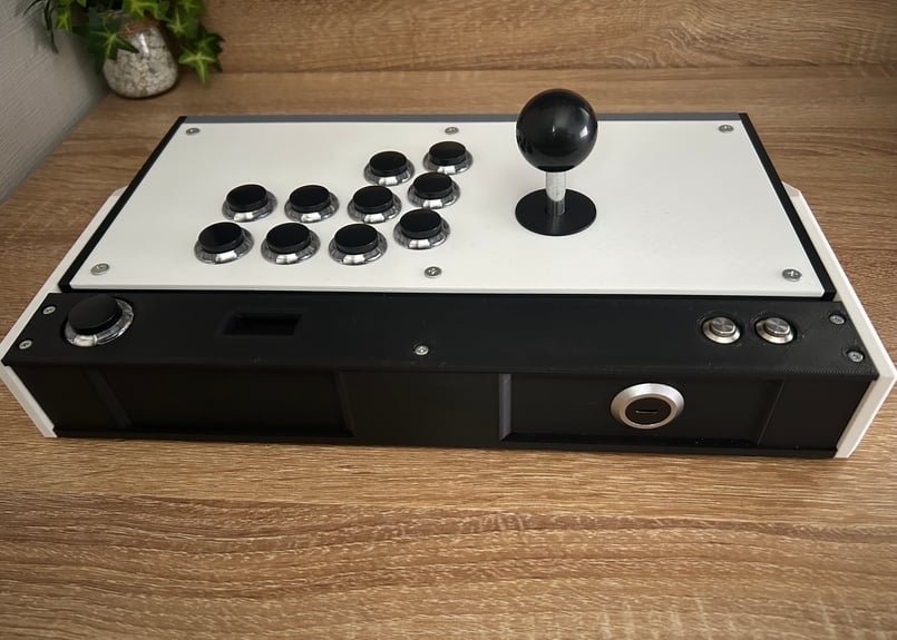 VFS-01】開閉できるアケコン24mmボタン/ホワイト＆シルバー OLED