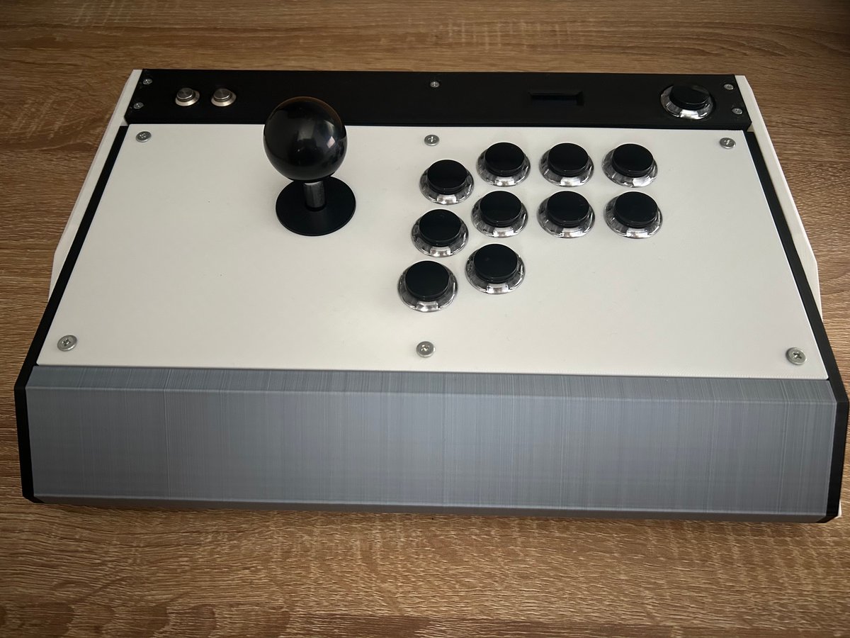 VFS-01】開閉できるアケコン24mmボタン/ホワイト＆シルバー OLED搭載