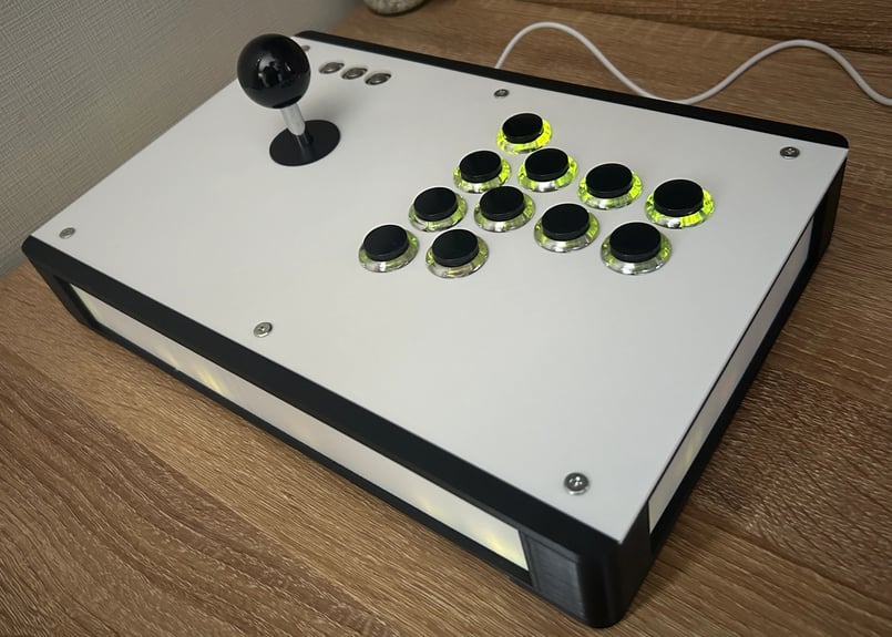 DP-5 Ⅱ/レバーモデル】ホワイト×ブラック/LED搭載モデル | アケコン道場