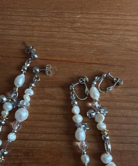 MIST / pearl long pierce/earring