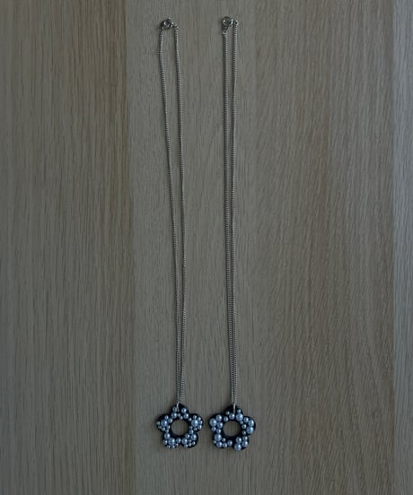 BLACK pearl flower necklace