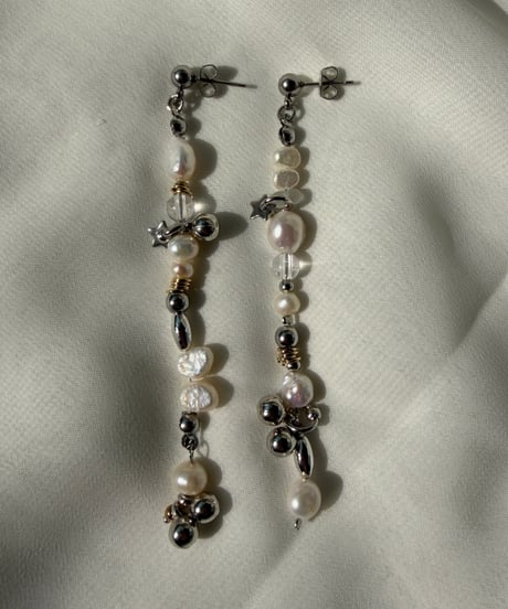 MIST / pearl long pierce/earring