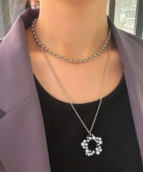 NOIR / chain simple  magnet necklace