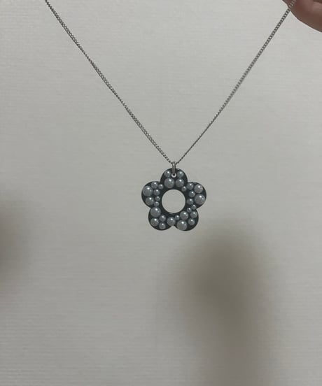 BLACK pearl flower necklace